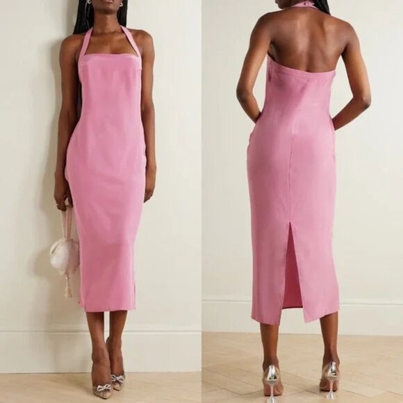 Reformation Alli Silk Halter Dress in Sugar Plum - Picture 1 of 7